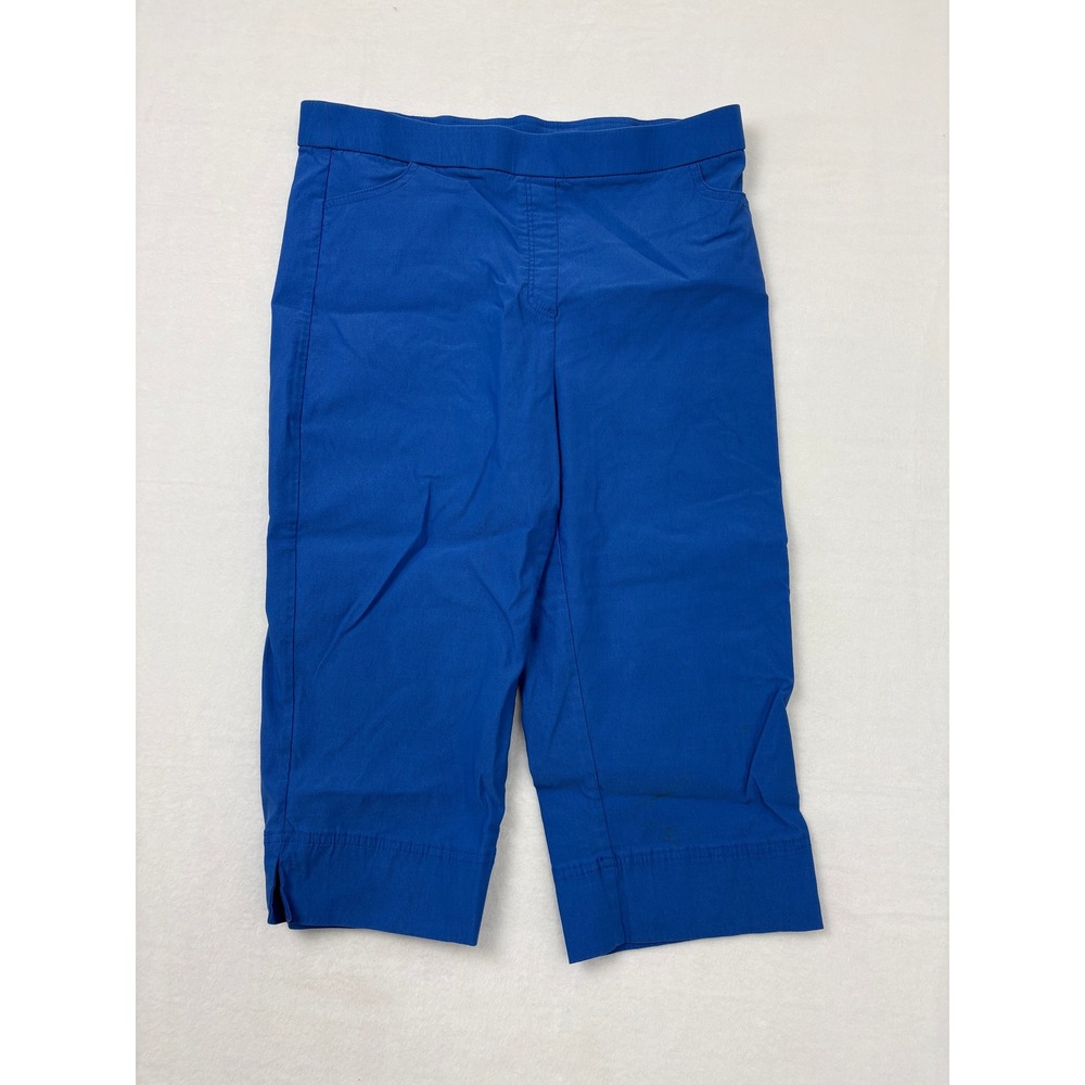 Alfred Dunner Blue Capri Pants Womens 14 Pull On Stretch Rayon Nylon Spandex